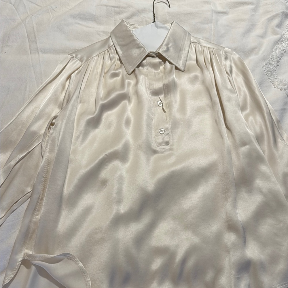 Sofia Elegant Cream Satin Top